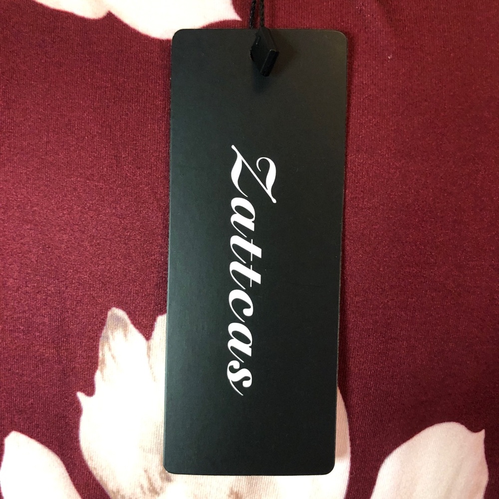 Zattcas Floral Wrap Dress- Burgundy and White - Picture 6 of 9